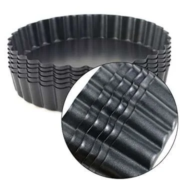 Hslife 6 Pack Quiche Pans, Non stick Removable Bottom Fluted Sides Mini Tart Pans, 5 Inch