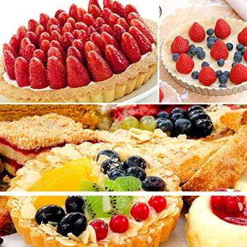 Hslife 6 Pack Quiche Pans, Non stick Removable Bottom Fluted Sides Mini Tart Pans, 5 Inch