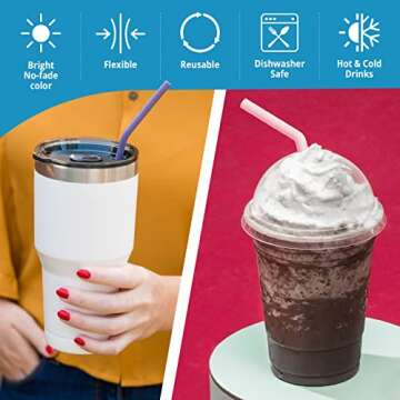 Reusable Silicone Smoothie Straws – Eco-friendly & Easy Clean