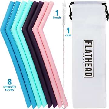 Reusable Silicone Smoothie Straws – Eco-friendly & Easy Clean