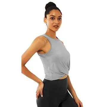 Sanutch Crop Tops Fitness for Women Athletic Yoga Tank Tops Fitted Tank Cropped Workout Top Light Gray S