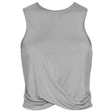 Sanutch Crop Tops Fitness for Women Athletic Yoga Tank Tops Fitted Tank Cropped Workout Top Light Gray S