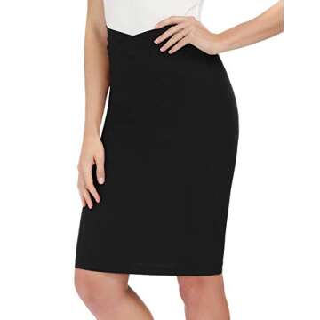 GRACE KARIN Women Black Skirts Slim Business Pencil Skirt Knee Length Skirt Wear to Work S