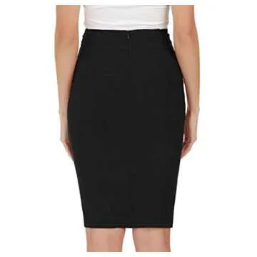GRACE KARIN Women Black Skirts Slim Business Pencil Skirt Knee Length Skirt Wear to Work S