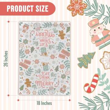 Honeyplum Christmas Kitchen Towel Set of 2 - Pink Gingerbread Christmas Decor - 18 x 26 Cotton Hand Towels, Tea Towels, Dish Towels