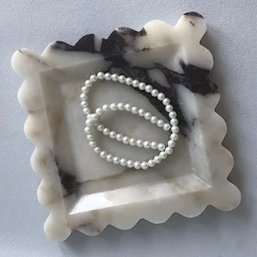 SAIDKOCC Vintage Natural Marble Tray for Luxe Decor