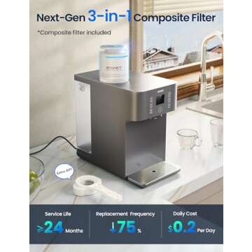 KOVIET CF01 Reverse Osmosis Countertop Water Filter, 8 Stage Nano RO Water Filtration System, Home W...