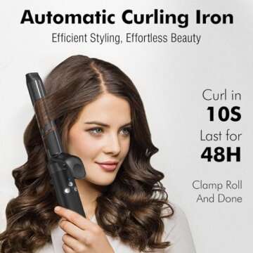 Luxspire Rotating Curling Iron, 1 inch, with Long Titanium Barrel for Short/Long Hair, Instant Heat ...