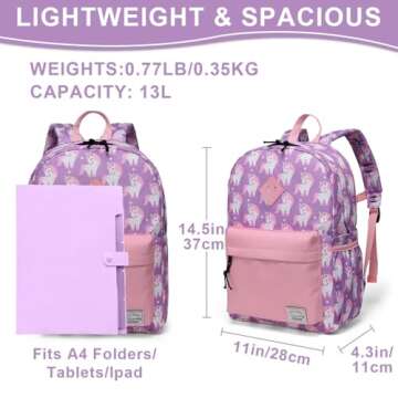 VASCHY Backpack for Little Girls, Preschool Backpacks for kindergarten with Chest Strap Pink Unicorn