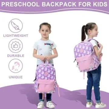 VASCHY Backpack for Little Girls, Preschool Backpacks for kindergarten with Chest Strap Pink Unicorn