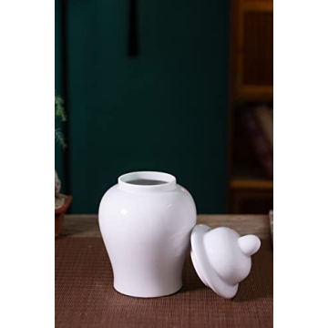 Elegant Handcrafted White Porcelain Ginger Jar for Decor