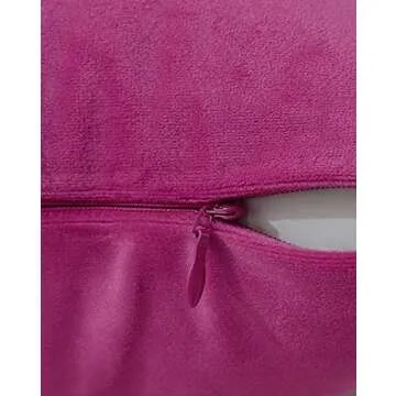 mixeoo Comfy Hot Pink Throw Pillow Covers Decorative Square Solid Thick Velvet Super Soft Cushion Cases Home Decor for Sofa Couch Living Room Chair, Set of 2, 18 x 18 Inch