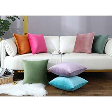 mixeoo Comfy Hot Pink Throw Pillow Covers Decorative Square Solid Thick Velvet Super Soft Cushion Cases Home Decor for Sofa Couch Living Room Chair, Set of 2, 18 x 18 Inch