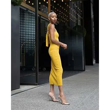 The Drop Women's Citronelle Strappy Rib Midi Dress by @signedblake