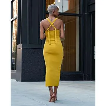 The Drop Women's Citronelle Strappy Rib Midi Dress by @signedblake