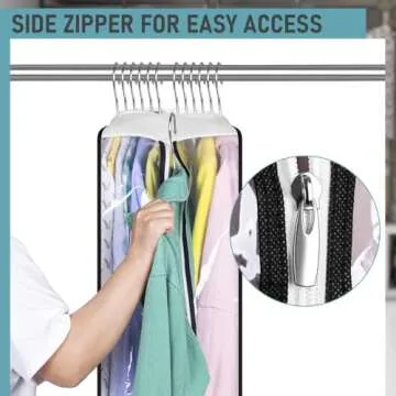 MISSLO 10" Gusseted All Clear Garment Bags for Hanging Clothes 50" Dress Bags for Closet Storage Coat Protectors for Suits, Gowns, 3 Packs