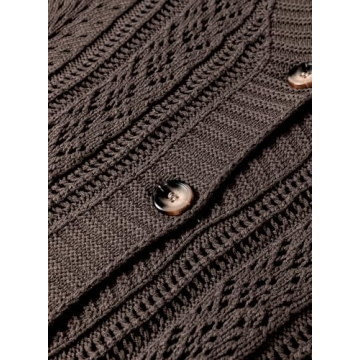 SHEWIN Cardigan Sweaters for Women Lightweight Long Sleeve Open Front Crochet Cropped Cardigans Casual Cable Knit Sweater Fall Sweaters for Women 2024,Dark Khaki L