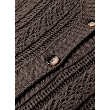 SHEWIN Cardigan Sweaters for Women Lightweight Long Sleeve Open Front Crochet Cropped Cardigans Casual Cable Knit Sweater Fall Sweaters for Women 2024,Dark Khaki L