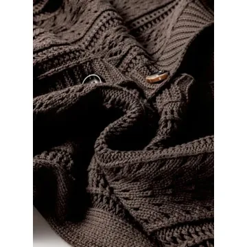 SHEWIN Cardigan Sweaters for Women Lightweight Long Sleeve Open Front Crochet Cropped Cardigans Casual Cable Knit Sweater Fall Sweaters for Women 2024,Dark Khaki L