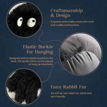 Phantoscope Soft Plush Halloween Spider Shaped Pillow