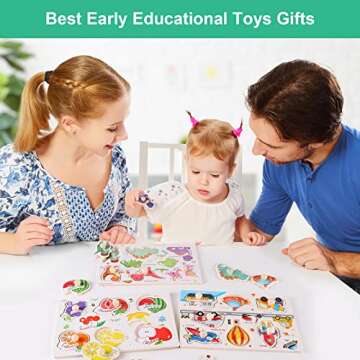 Wooden Peg Puzzles for Toddlers 1-3, Kids' Educational Preschool Peg Puzzle Toy, Set of 3 Toddler Puzzles - Traffic, Dinosaur, and Fruit, Ideal Gift for Ages 1 2 3 Boys and Girls