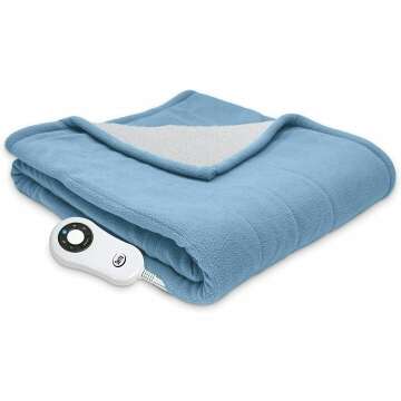 Serta Reversible Heated Throw Blanket, Blue 50x60