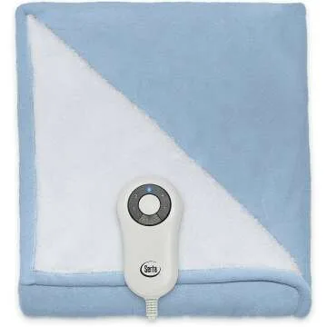 Serta Reversible Heated Throw Blanket, Blue 50x60