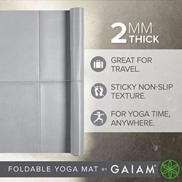 Gaiam Yoga Mat Folding Travel Fitness & Exercise Mat | Foldable Yoga Mat for All Types of Yoga, Pila...