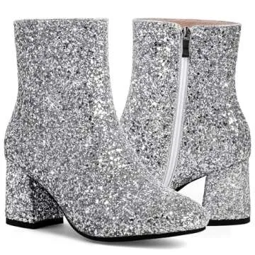 Sparkly MAVMAX Silver Ankle Boots for Women
