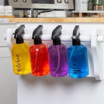 Cornucopia Plastic Cleaning Spray Bottles with Labels (Set of 4); 16oz Refillable Trigger Sprayers w...