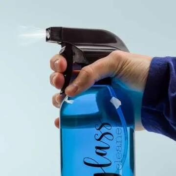 Cornucopia Plastic Cleaning Spray Bottles with Labels (Set of 4); 16oz Refillable Trigger Sprayers w/ 3 Settings and Farmhouse Script Labels