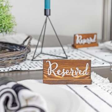 Darware Wooden Reserved Signs for Tables (6-Pack, Brown); Rustic Real Table Signs with Sign Holders ...