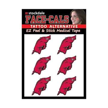 Wincraft NCAA Arkansas Razorbacks Face Tattoos, Team Colors, One Size