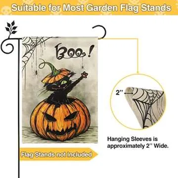 HOSCAPE Halloween Garden Flag | Double-Sided Burlap Decor