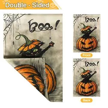 HOSCAPE Halloween Garden Flag | Double-Sided Burlap Decor
