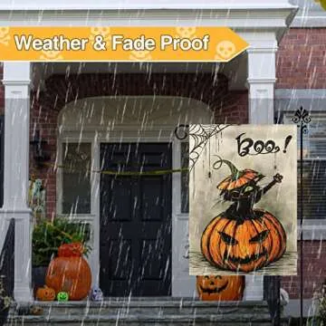 HOSCAPE Halloween Garden Flag | Double-Sided Burlap Decor