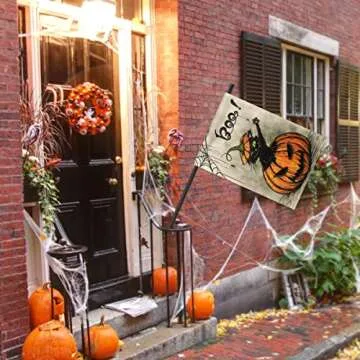 HOSCAPE Halloween Garden Flag | Double-Sided Burlap Decor