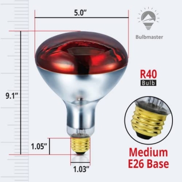 250 Watts R40 Red Heat Lamp for Greenhouses, Pets & More