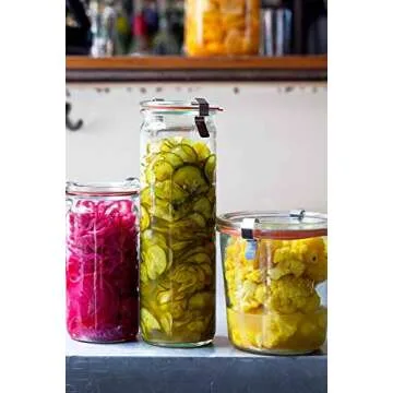 Weck Jars 1/2 Liter Tall Jars Set - Storage for Food, Yogurt and Jelly with Air Tight Seal and Lid - 1/2 Liter - Set of 2
