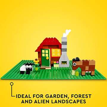 LEGO Classic Green Baseplate, Square 32x32 Stud Foundation to Build, Play, and Display Brick Creations, Great for Grassy Nature Landscapes, 11023