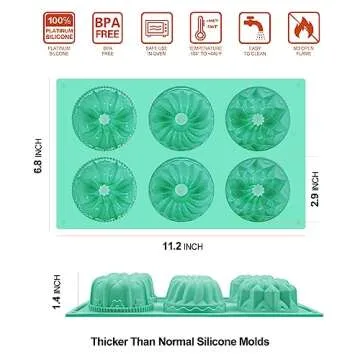 HUAKENER 2 Pcs Mini Bundt Cake Pan, 6-Cavity Fluted Tube Cake Pan, Non-stick Silicone Baking Mold for Cupcakes, Donuts, Cornbread, Brownies, Jellies