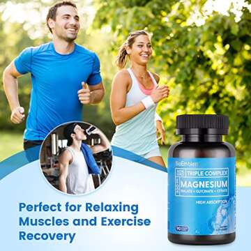 BioEmblem High Absorption Triple Magnesium Complex 300mg | Magnesium Glycinate for Nerves, Magnesium Malate for Energy, Magnesium Supplement to Support Muscle Health | Vegan, Non-GMO 180 Capsules