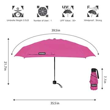 Yoobure Small Mini Umbrella with Case - Perfect for Travel & Outdoor Use