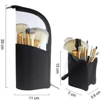 ANEMEL Black Travel Makeup Brush Holder 2-Pack - Portable and Waterproof Organizer