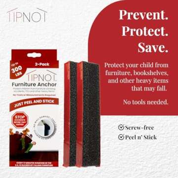 TipNot Adhesive Furniture Anchors - Secure Your Home Safely