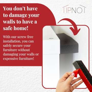 TipNot Adhesive Furniture Anchors - Secure Your Home Safely