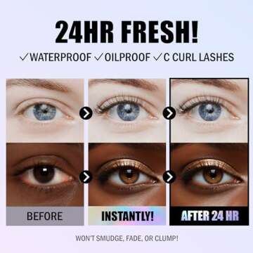 MILKTOUCH All Day Long & Curl Mascara - Lasting Lash Curling Mascara for Straight Lashes | Eye Makeup Mascara Volume and Length | Curl-Enhancing Smudge Proof Mascara | Lash Lift Mascara 0.35 Oz BLACK