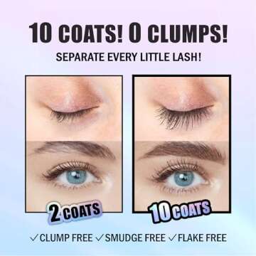 MILKTOUCH All Day Long & Curl Mascara - Lasting Lash Curling Mascara for Straight Lashes | Eye Makeup Mascara Volume and Length | Curl-Enhancing Smudge Proof Mascara | Lash Lift Mascara 0.35 Oz BLACK