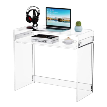 Solaround Acrylic Desk Laptop Study Table - Multi-Purpose Clear Desk for Small Spaces