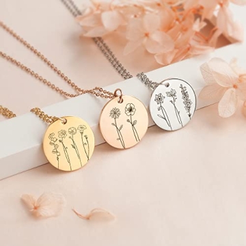 Anavia Multiple Birthday Month Flowers Necklace Personalized Gift